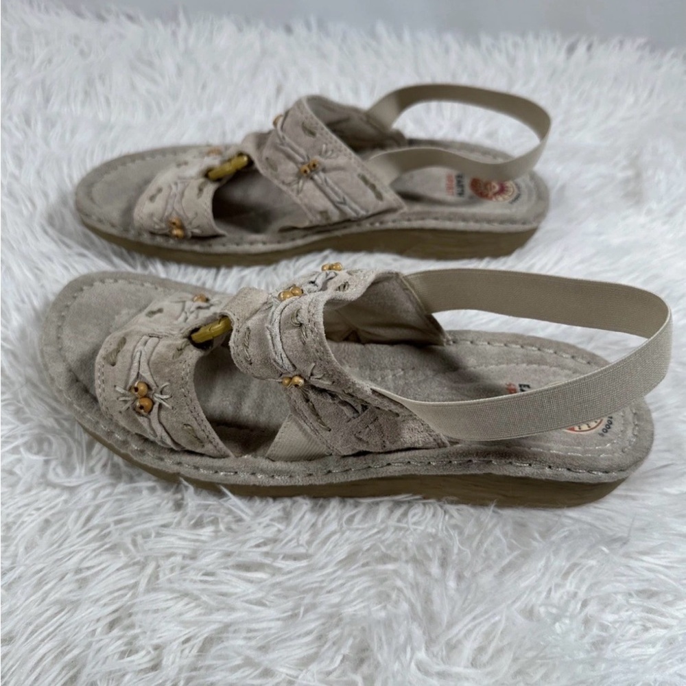 Earth Spirit Gelron 2000 Women's Sandals Size 11 Opal Beaded Leather Heel Strap - Picture 4 of 9